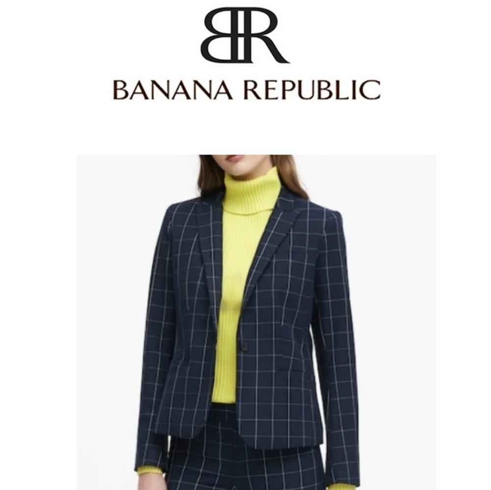 NWOT Banana Republic Classic Fit Plaid Blazer Size:8